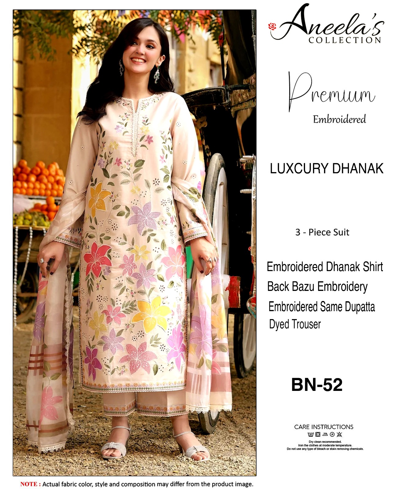 Dhanak embroidered luxury unstitched 3pc suit
